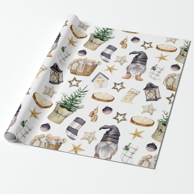 Papel De Presente Farmhouse Christmas Wraps Paper Seasonal Chic (Desenrolado)