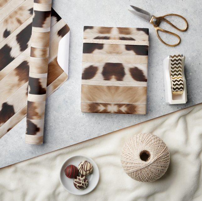 Papel De Presente Farmhouse Russo Cowboy Oeste Impressão de Vaca (Artesanato)