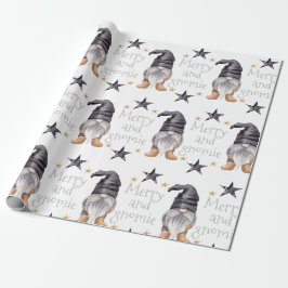 Papel De Presente Farmhouse Winter Watercolor Gnome para o Natal