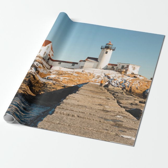 Papel De Presente Farol Bar de Cães ao longo da costa oceânica do (Desenrolado)