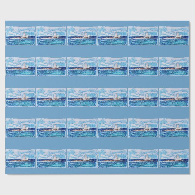 Papel De Presente Farol em Azul (Aberto)