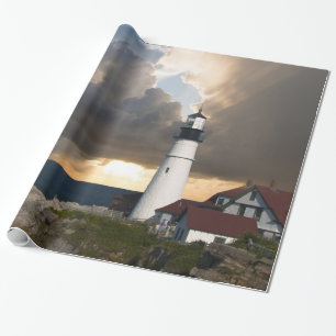 Papel De Presente Farol em uma tempestade