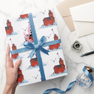 Papel De Presente Farol Vermelho do Michigan