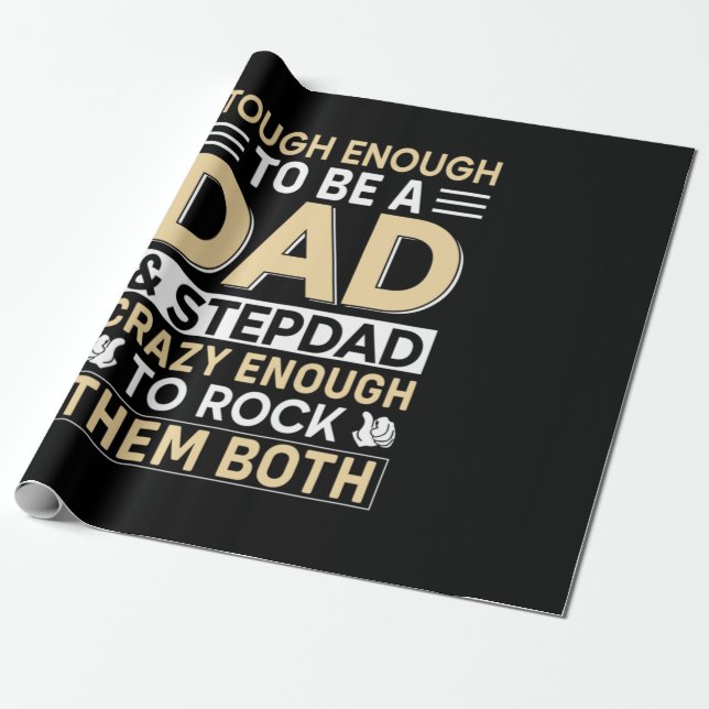 Papel De Presente Father's Day Dad And Step Dad I Rock Them (Desenrolado)