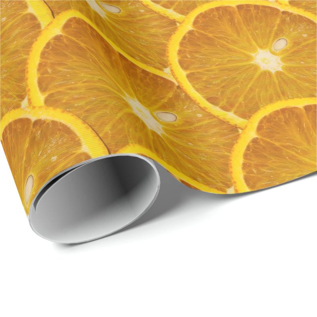 PAPEL DE PRESENTE FATIA DE LARANJA DELICIOSA (Ponta do rolo)