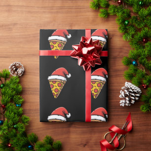 Papel De Presente Fatia de Pizza de Natal Chapéu do Papai Noel Peppe