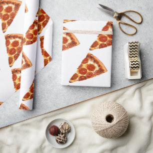 Papel De Presente Fatia de pizza pepperoni clássica derretida do Sli