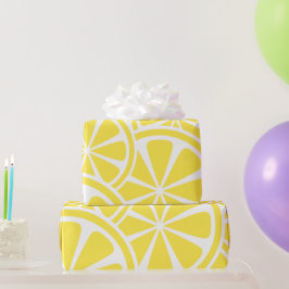 Papel De Presente Fatias de Limão Amarelo Grande Padrão Moderno