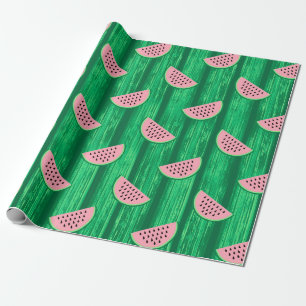 Papel De Presente Fatias de Melancia Fruta Tropical Suculenta