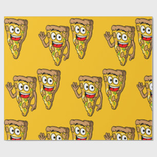 Papel De Presente Fatias de Pizza de Cogumelo Feliz