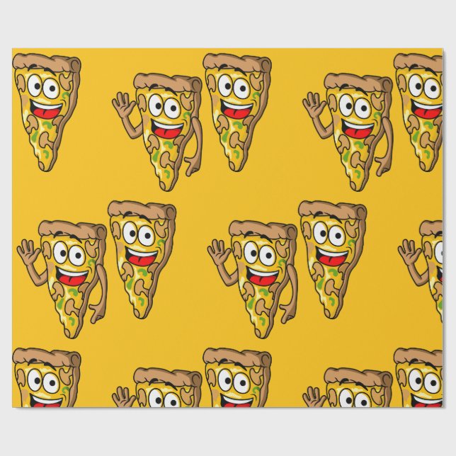 Papel De Presente Fatias de Pizza de Cogumelo Feliz (Aberto)