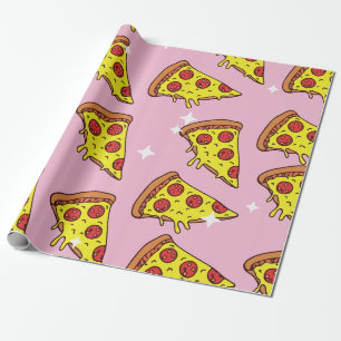 Papel De Presente Fatias de Pizza em Estilo Retrô Padrão Contínuo
