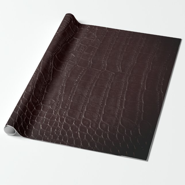 Papel De Presente Faux Brown Alligator Crocodile Leather Impressão (Desenrolado)
