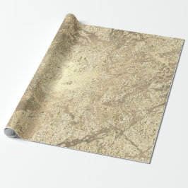 Papel De Presente Faux Champaigne Dourado Traço Metálico do Marble
