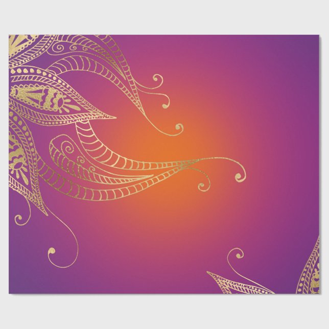 Papel De Presente Faux Folha de Ouro Árabe Bollywood (Aberto)