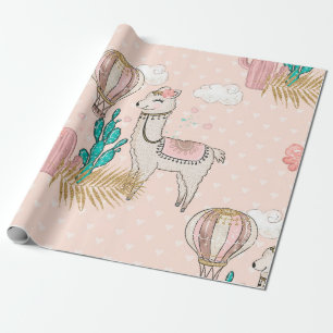 Papel De Presente Faux Glitter Desert Steampunk Llama
