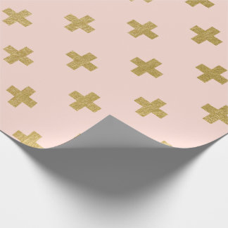 Papel De Presente Faux Gold Foil Swiss Cross Standard