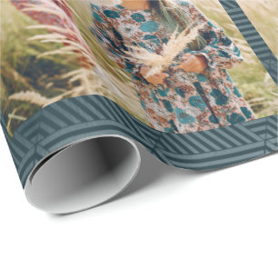 Papel De Presente Faux Metallic Impressão Geométrico Natal