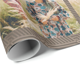 Papel De Presente Faux Metallic Impressão Geométrico Natal