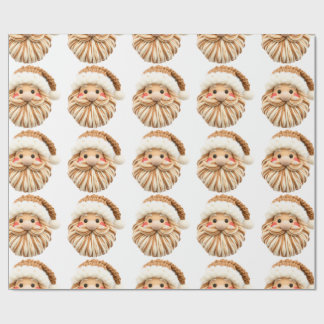 Papel De Presente Faux Yarn Notch-Hook Santa Face Christmas Wrapping