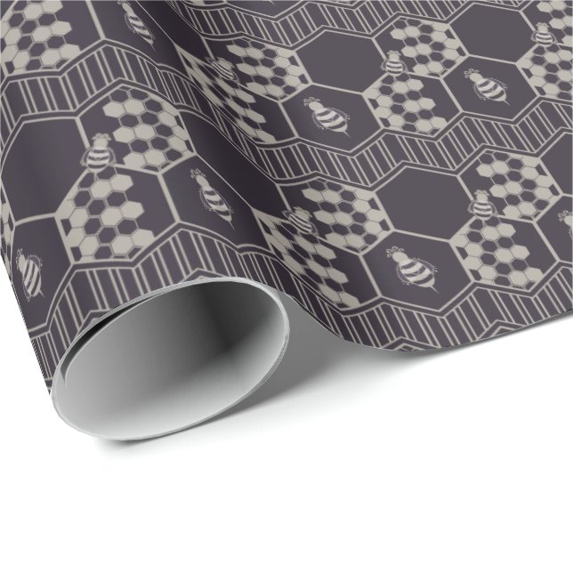 Papel De Presente Favo de Mel | Favo de Mel Abelha (Ponta do rolo)