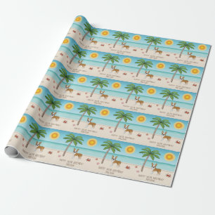 Papel De Presente Fawn Boston Terrier Em Uma Praia De Verão Tropical