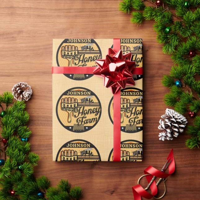 Papel De Presente Fazenda de Abelhas Melíferas Nome Personalizado Co (Presente de Natal)