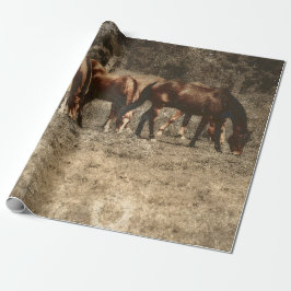 Papel De Presente Fazenda de cavalos Vintage País Russo Ocidental