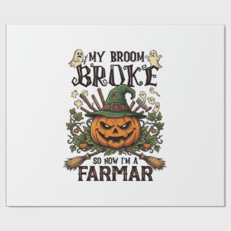 Papel De Presente Fazenda do Varrender Quebrado Abóbora de Halloween