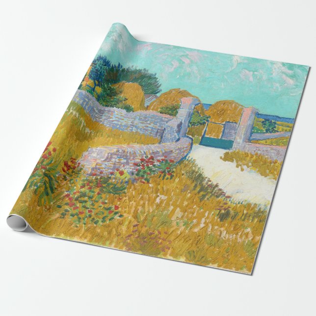 Papel De Presente Fazenda em Provença - Vincent van Gogh (Desenrolado)