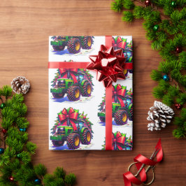 Papel De Presente Fazenda Trator Decorrido Para O Natal