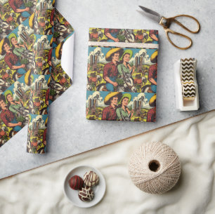 Papel De Presente Fazenda Vintage Histórias em quadrinhos Casais