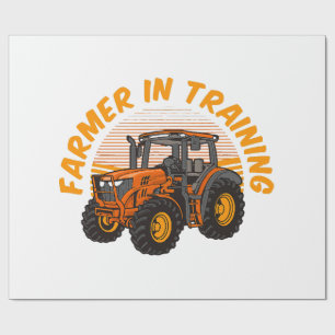 Papel De Presente Fazendeiro Futuro Engraçado em Treinamento Trator