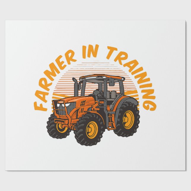 Papel De Presente Fazendeiro Futuro Engraçado em Treinamento Trator  (Aberto)
