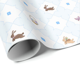 Papel De Presente Fazendo compras em Primavera - Azul
