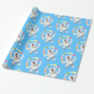 Papel De Presente Fazendo malabarismo com o Urso Polar. Presente bri