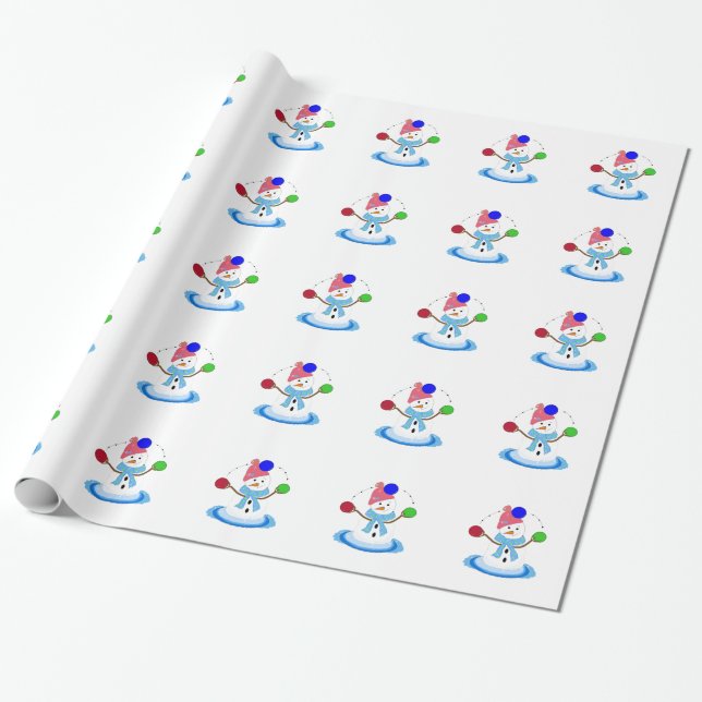 Papel De Presente Fazendo malabarismo com Snowman Whimsy (Desenrolado)