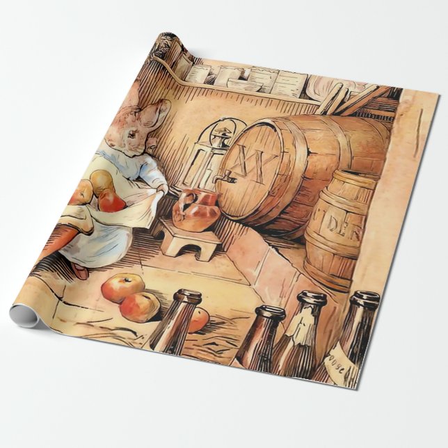 Papel De Presente "Fazer Apple Cider" por Beatrix Potter (Desenrolado)