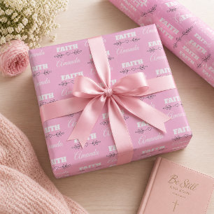 Papel De Presente Fé Personalizada Coração Cristão