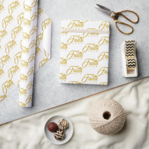 Papel De Presente Fé sobre o medo Dourado e branco