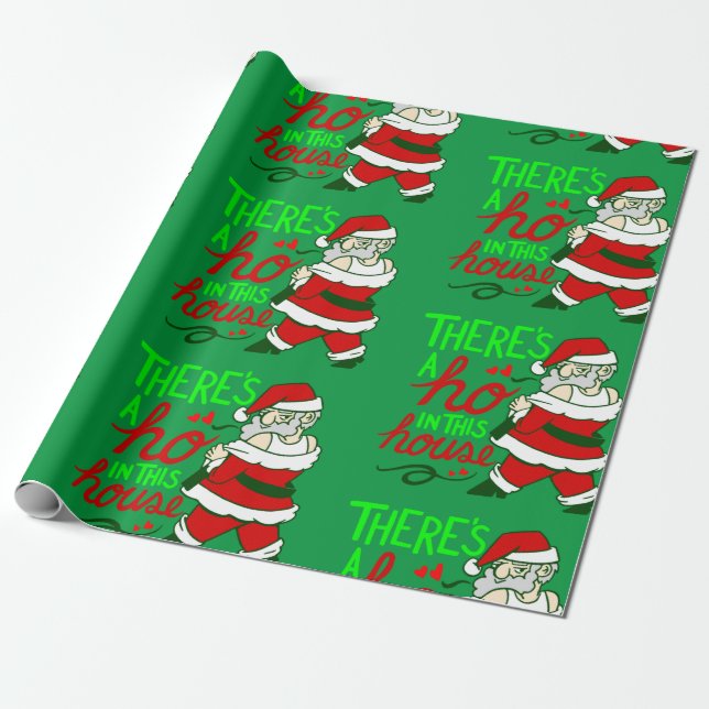 Papel De Presente feio natal santa claus ho (Desenrolado)