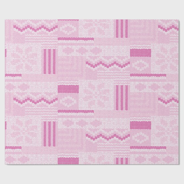 Papel De Presente Feira Rosa Pastel Isle Winter Knit Natal (Aberto)