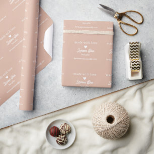 Papel De Presente Feita com Assinatura de Amor, Rosa Dusty em todo o