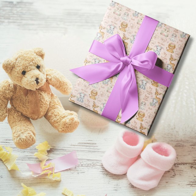 Papel De Presente Feita com Temor e Maravilha: Bebê Cristã Menina (Baby Shower Ready)