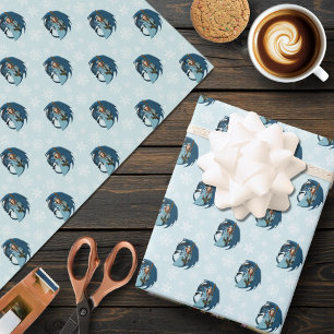Papel De Presente Feiticeira do Dragão Azul Flocos de Neve