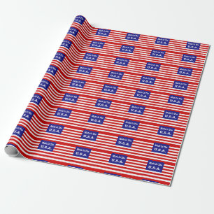 Papel De Presente Feito nos EUA Bandeira Americana Vermelha Branca e