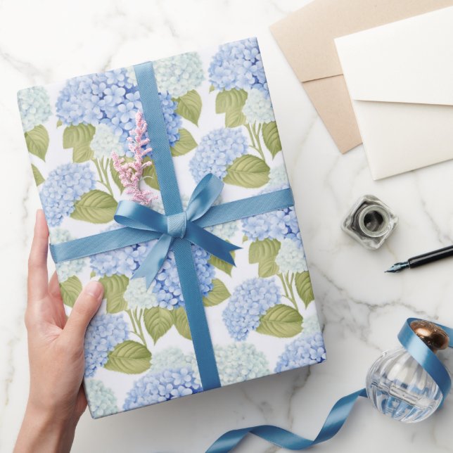 Papel De Presente Felicidade de Hortênsia Azul (Presentear)