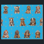 Papel De Presente Felinos Adoráveis 1 Feriado de Natal em Azul<br><div class="desc">Cachorros bonitos em papel de embrulho de férias vão entreter e deliciar qualquer um a quem você o presenteie! O papel de embalagem de qualidade, adorável, será o seu favorito. Procure todos os nossos produtos de filhotes de férias nas nossas Coleções de Feriados Felizes, Raças de Cachorros e Acessórios. Além...</div>