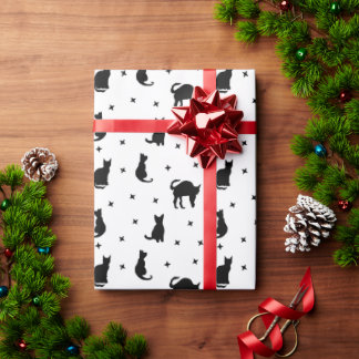 Papel De Presente Felinos negros e estrelas