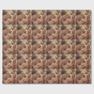 Papel De Presente Feliz 1º aniversário nome foto data estiloso calig